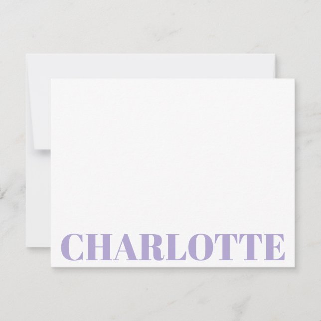 Bold Typography Personalised Lavender Name      Card (Front)