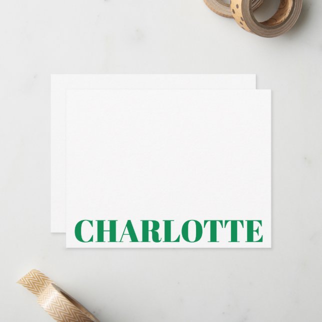 Bold Typography Personalised Name Kelly Green Card (Front/Back In Situ)