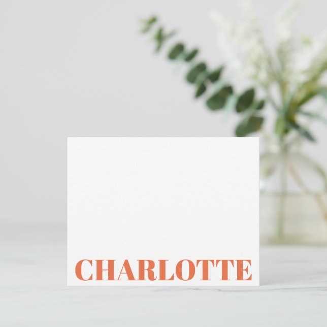 Bold Typography Personalised Name Orange Card (Standing Front)