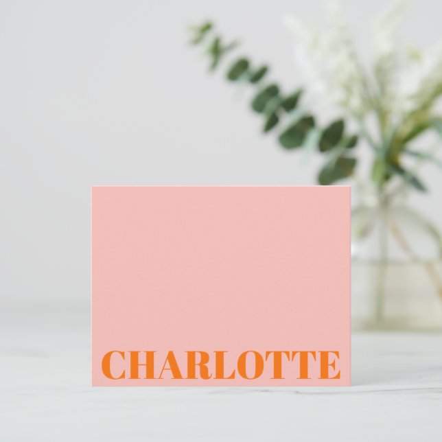 Bold Typography Personalised Name Orange Pink Card (Standing Front)