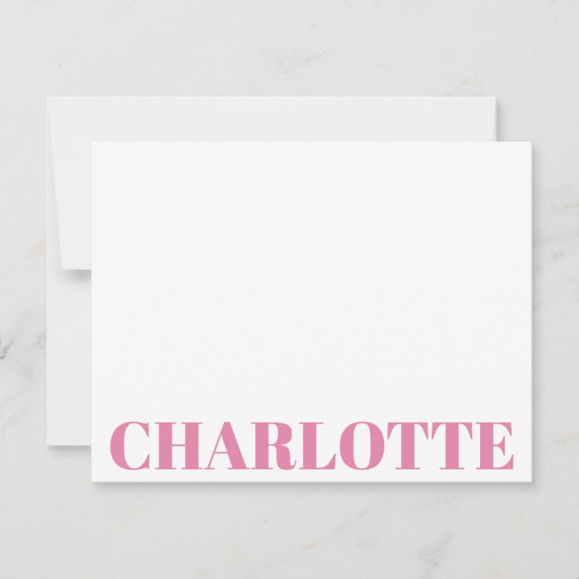 Bold Typography Personalised Pink Name Card (Front)