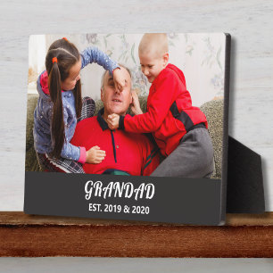 Bold Typography Photo Grandad Established Plaque