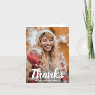 Bold Typography Photo Modern Graduation Thank You Card