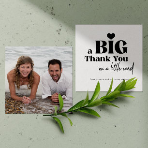 Bold typography photo wedding thank you card