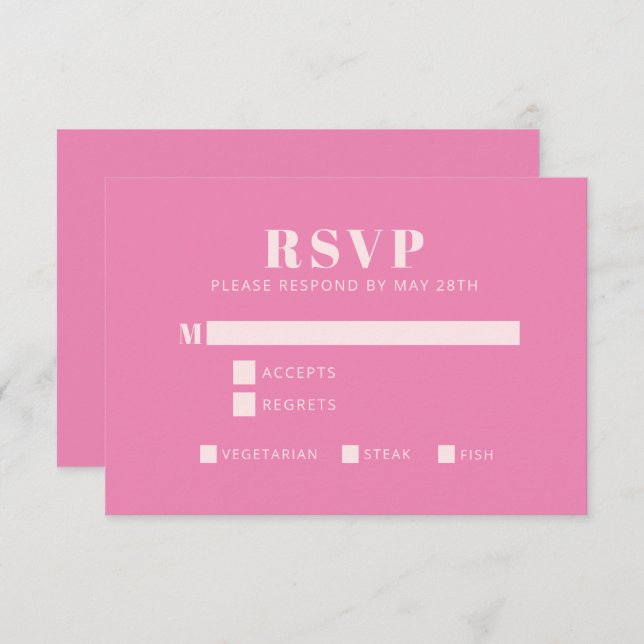Bold Typography Pink and Blush Modern Bat Mitzvah RSVP Card (Front/Back)