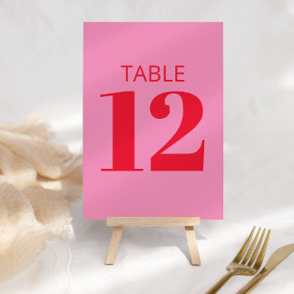 Bold Typography Pink and Red Modern Bat Mitzvah T Table Number