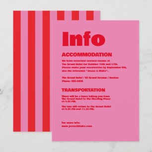 Bold Typography, Pink and Red Wedding Enclosure Card