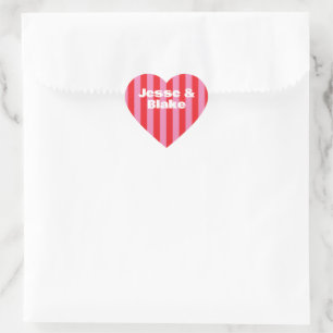 Bold Typography, Pink and Red Wedding Heart Sticker