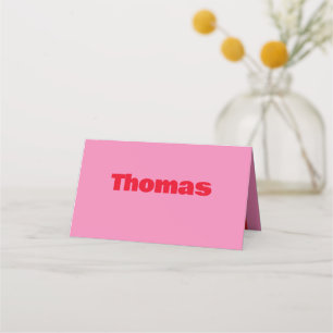 Bold Typography, Pink and Red Wedding Place Card