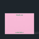 Bold Typography Pink Green Cute Bat Mitzvah Name Thank You Card<br><div class="desc">This Bat Mitzvah thank you card in pink and green features a simple, modern layout with classic typography and plenty of space for a handwritten message. The minimalist design works beautifully for thanking guests, family, and friends after the celebration. Personalise the name to match your event details and coordinate easily...</div>