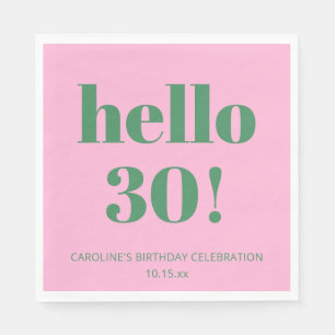 Bold Typography Pink Green Modern 30th Birthday  Napkin