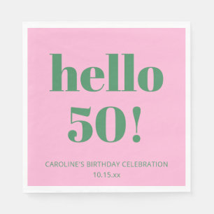 Bold Typography Pink Green Modern 50th Birthday  Napkin