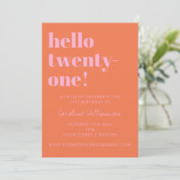 Bold Typography Pink Orange Modern 21st Birthday