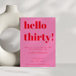 Bold Typography Pink Red Modern 30th Birthday Invitation<br><div class="desc">Bold Typography Bright Pink and Red Modern 30th Birthday Invitation</div>