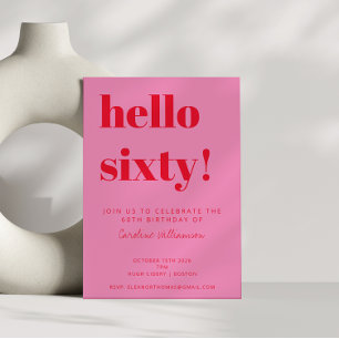 Bold Typography Pink Red Modern 60th Birthday Invitation