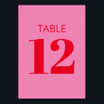 Bold Typography Pink Red Modern Table Number Sign<br><div class="desc">Bold Typography Bright Pink and Red Modern Bat Mitzvah Table Number Sign</div>