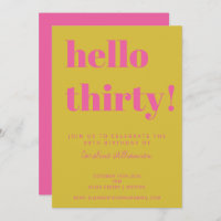 Bold Typography Pink Yellow Modern 30th Birthday