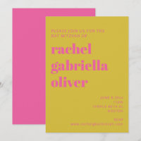 Bold Typography Pink Yellow Modern Bat Mitzvah