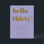 Bold Typography Purple Gold Modern 30th Birthday Invitation<br><div class="desc">Bold Typography Bright Purple and Gold Modern 30th Birthday Invitation</div>
