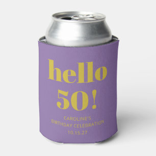 Bold Typography Purple Yellow Modern Birthday Can Cooler