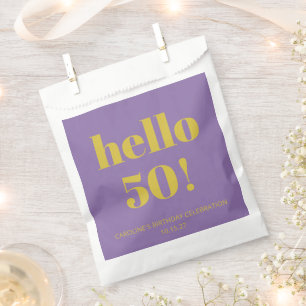 Bold Typography Purple Yellow Modern Birthday  Favour Bag