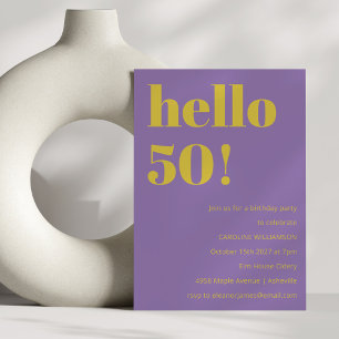Bold Typography Purple Yellow Modern Birthday Invitation