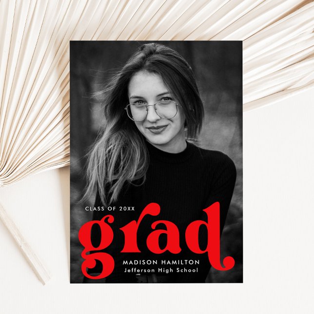 Bold Typography Red Photo Graduation Announcement (Creator Uploaded)