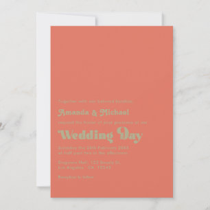 Bold Typography Rustic Terracotta and Sage Wedding Invitation