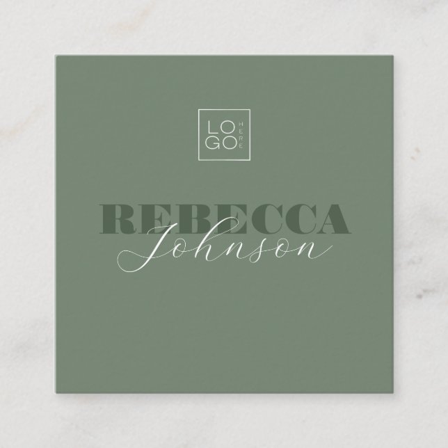 Bold Typography Script Custom Logo Minimal Modern Square Business Card (Front)