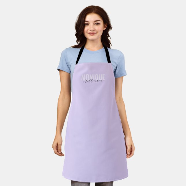 Bold Typography & Script Lilac Lavender Monogram Apron (Worn)
