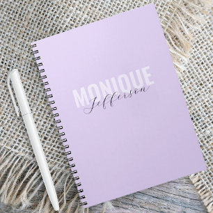 Bold Typography & Script Lilac Lavender Monogram Notebook