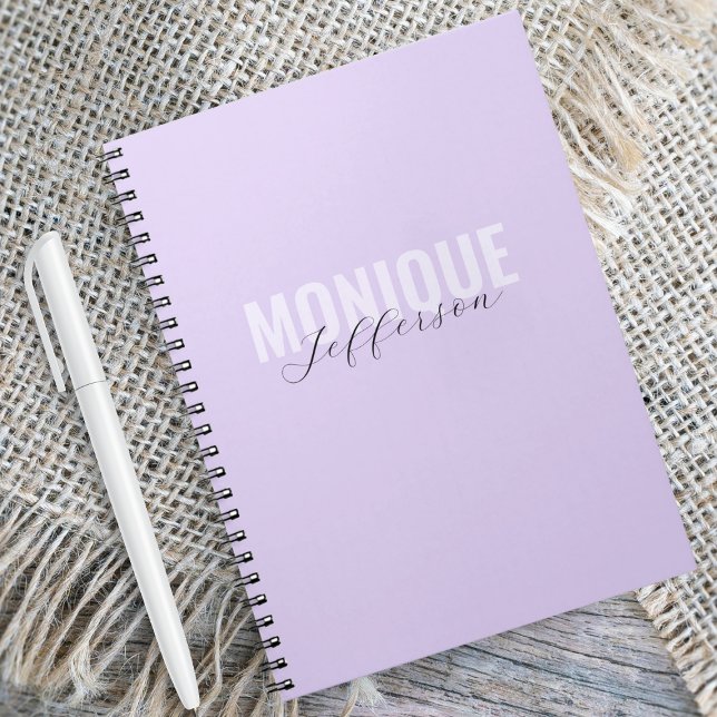 Bold Typography & Script Lilac Lavender Monogram Notebook (Creator Uploaded)