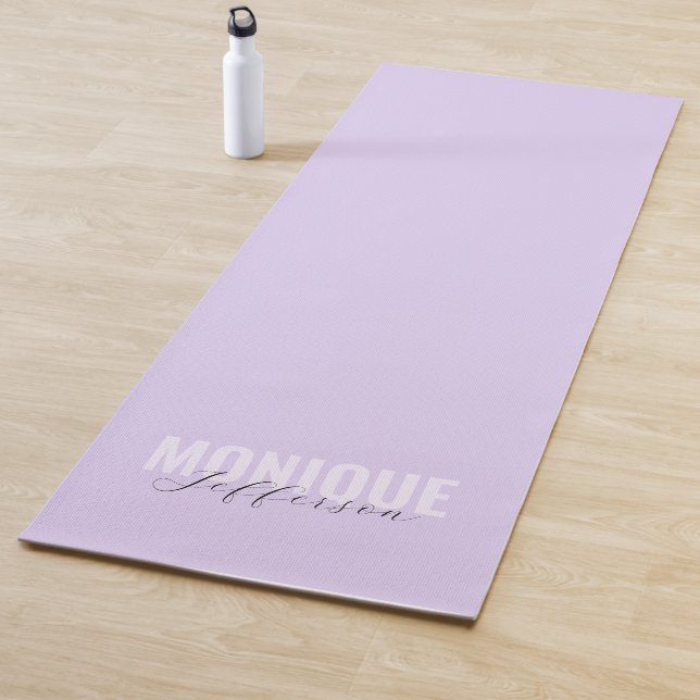 Bold Typography & Script Lilac Lavender Monogram Yoga Mat (In Situ)