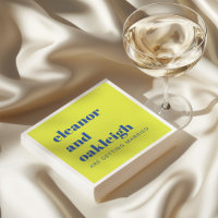 Bold Typography Simple Chartreuse Blue Wedding