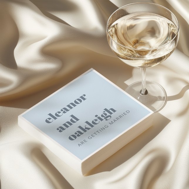 Bold Typography Simple Soft Blue Modern Wedding Napkin (Creator Uploaded)
