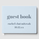 Bold Typography Soft Blue Custom Cute Bat Mitzvah Guest Book<br><div class="desc">This personalised guest book design features a soft icy blue background with clean, modern typography for a simple event keepsake. Designed for Bat Mitzvah celebrations, it works well for guests to sign and leave messages throughout the event. The cool dusty blue colour coordinates easily with contemporary party décor and photographs...</div>