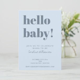 Bold Typography Soft Blue Modern Baby Shower Invitation