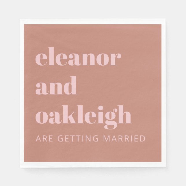 Bold Typography Terracotta Blush Modern Wedding  Napkin (Front)