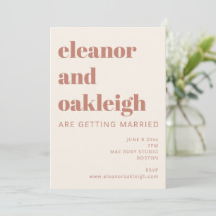 Bold Typography Terracotta Cream Modern Wedding Invitation