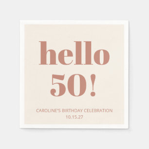 Bold Typography Terracotta Modern 50th Birthday  Napkin