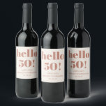 Bold Typography Terracotta Modern 50th Birthday  Wine Label<br><div class="desc">Bold Typography Modern 50th Birthday Party Custom Wine Label in Terracotta and Ivory</div>