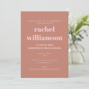 Bold Typography Terracotta Pink Graduation Party Invitation