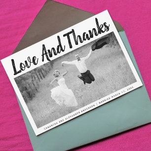 Bold typography Thank You wedding photo Card