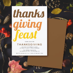 Bold typography Thanksgiving fall colour Invitation