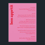 Bold Typography Vibrant Pink Red Modern Wedding Menu<br><div class="desc">Custom Bold Typography Vibrant Pink and Red Modern Wedding Menu</div>