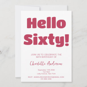 Bold Typography Viva Magenta Modern 60th Birthday Invitation