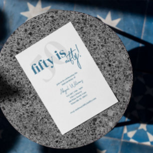 Bold Typography w/ Calligraphy 50 Nifty Birthday Invitation