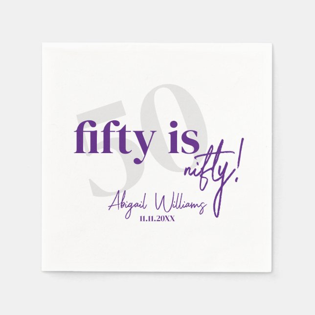 Bold Typography w/ Calligraphy 50th Birthday Party Napkin (Front)