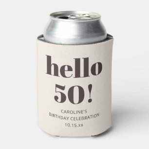 Bold Typography Warm Brown Modern 50th Birthday Can Cooler