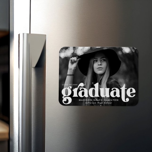Bold Typography White Photo Graduation Magnet (Creator Uploaded)